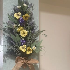 Floral Wall Accent with Yellow and Purple Blooms